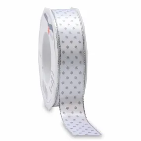 Ruban argent mat avec motif, spécial noël 25 mm x 20 m mod.b